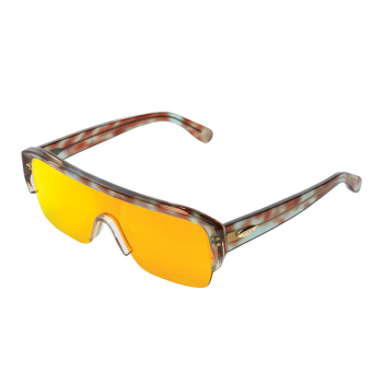 Komono Sonnenbrille Aksel blue leopard, orange verspiegelte Gläser